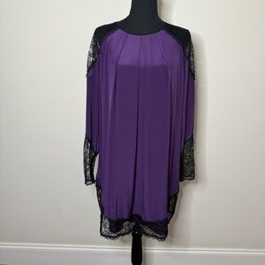 Alice + Olivia Purple and Black Silk Lace Gracie Dress